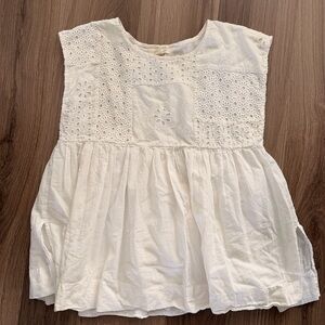 Roolee beige white Eyelet Cotton Top Dress